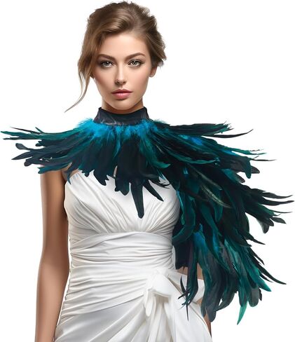 Black Feather Shawl for Women Masquerade Witch Wings Cape Halloween Maleficent Costume Collar Accessories in Saudi Arabia
