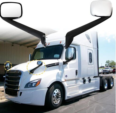 مرآة غطاء المحرك لـ FREIGHTLINER CASCADIA، مجموعة مرآة غطاء المحرك المُدفأة لـ FREIGHTLINER CASCADIA 2018+ (كروم (فضي)، يسار) in Kuwait