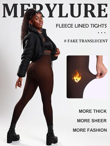جوارب طويلة مبطنة بالصوف الشفاف من ميريلور للنساء جوارب طويلة شتوية دافئة وسميكة من المخمل الحراري لجميع ألوان البشرة in Kuwait