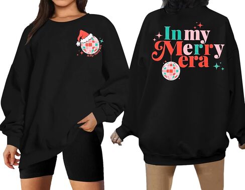 FLOYU Christmas Sweatshirt for Women In My Merry Era Sweatshirts Christmas Vibes Pullover Christmas Crewneck Clothes in Saudi Arabia