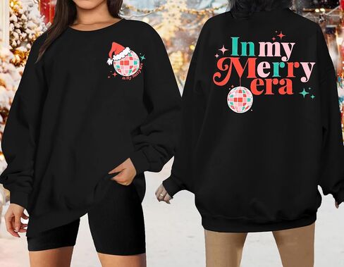 FLOYU Christmas Sweatshirt for Women In My Merry Era Sweatshirts Christmas Vibes Pullover Christmas Crewneck Clothes in Saudi Arabia