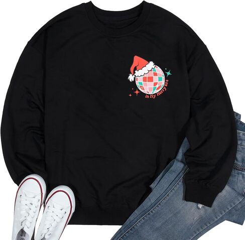 FLOYU Christmas Sweatshirt for Women In My Merry Era Sweatshirts Christmas Vibes Pullover Christmas Crewneck Clothes in Saudi Arabia