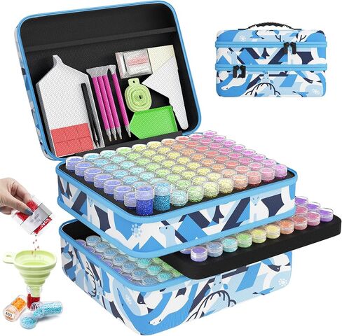 ARTDOT Diamond Painting Storage Containers, 240 Slots Diamond Painting Kits Accessories and Tools Portable Diamond Painting Organizer Case for 5D Diamond Beads Jewelry Rings (Blue) in Saudi Arabia