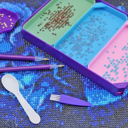 37 قطعة من مجموعات أدوات الرسم الفني الماسي 5D، SENHAI Diamond أدوات الرسم الفني ومجموعات الملحقات مع أقلام الغراء والطين الماسي ودرج تنظيم فرز الخرز للرسم الفني الماسي DIY Craft in Kuwait