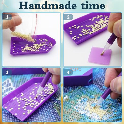 37 قطعة من مجموعات أدوات الرسم الفني الماسي 5D، SENHAI Diamond أدوات الرسم الفني ومجموعات الملحقات مع أقلام الغراء والطين الماسي ودرج تنظيم فرز الخرز للرسم الفني الماسي DIY Craft in Kuwait