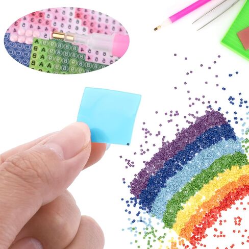 80 قطعة من طين الطلاء الماسي من Amaxiu، 4 ألوان DIY الماسي لطلاء الغراء والطين أداة الشمع والتطريز عبر الغرز وطين الحفر لإكسسوارات التطريز اللوحة الماسية (2 × 2 سم) in Kuwait