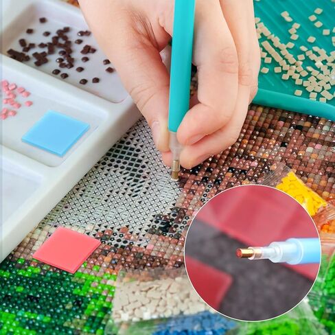 80 قطعة من طين الطلاء الماسي من Amaxiu، 4 ألوان DIY الماسي لطلاء الغراء والطين أداة الشمع والتطريز عبر الغرز وطين الحفر لإكسسوارات التطريز اللوحة الماسية (2 × 2 سم) in Kuwait