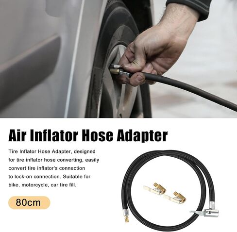X AUTOHAUX 1 مجموعة 80 سم 31.5 بوصة صمام الإطارات توصيل الأنابيب ظرف الهواء نافخة الإطارات نافخة خرطوم موصل غير قابل للنفخ مع محولات صمام 2 قطعة in Saudi Arabia