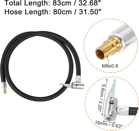 X AUTOHAUX 1 مجموعة 80 سم 31.5 بوصة صمام الإطارات توصيل الأنابيب ظرف الهواء نافخة الإطارات نافخة خرطوم موصل غير قابل للنفخ مع محولات صمام 2 قطعة in Saudi Arabia