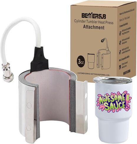 BetterSub Mug Cup Press Heating Transfer Tumbler Attachment Silica Gel 110V for Heat Press Machine Transfer Sublimation (3oz Mini Shot Glass Stainless Steel) in Kuwait