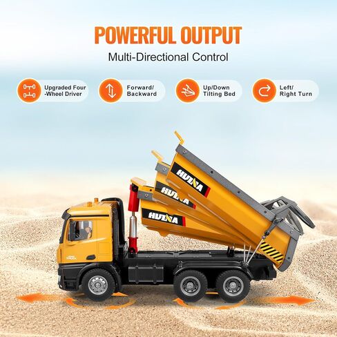 VEVOR RC Dump Truck Toy for Kids, Large Size 10-Channel 1:14 Scale, 50 Min x2 Long Battery Life with Light & Sound Effect Remote Control Construction Birthday Xmas Gifts Ideas for Boys Age 8 9 10 & Up in Saudi Arabia