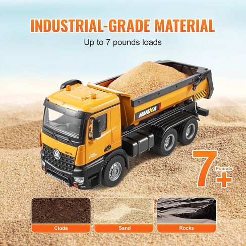 VEVOR RC Dump Truck Toy for Kids, Large Size 10-Channel 1:14 Scale, 50 Min x2 Long Battery Life with Light & Sound Effect Remote Control Construction Birthday Xmas Gifts Ideas for Boys Age 8 9 10 & Up in Saudi Arabia