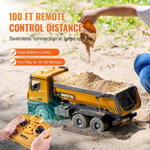 VEVOR RC Dump Truck Toy for Kids, Large Size 10-Channel 1:14 Scale, 50 Min x2 Long Battery Life with Light & Sound Effect Remote Control Construction Birthday Xmas Gifts Ideas for Boys Age 8 9 10 & Up in Saudi Arabia