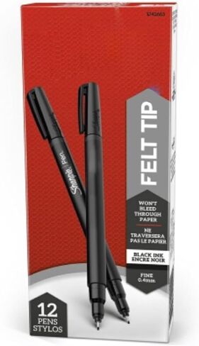 KUJOBUY 1 Box 12 Pcs Fine Point Pens 0.4 Millimeter Tip Black Ink Everyday Pen Fine Point Pen Black Pencil Fine Work Pen Non-Bleed Pens Book Pens Technical Pens Fine Point Pens Black in Kuwait