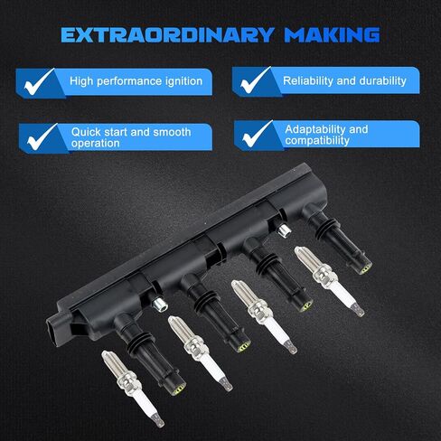 UF669 Ignition Coil + 4 PCS 91039 Iridium Spark Plugs Ignition Coils Pack Fits for 2013-2021 Trax, 2011-2015 Volt, 2012-2020 Sonic, 2013-2021 Encore 1.4L, Coil Pack Set Aftermarket Parts in Saudi Arabia