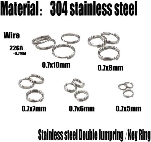 500pcs Stainless Steel Split Rings Double Loop Jump Rings Mini Connector Key Rings for Jewelry Making Necklaces Bracelet Earrings (0.7x8mm-12651) in Kuwait