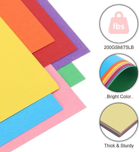 MECCANIXITY 20 Sheets Colored Cardstock, 8"x11" A4 Cardstock Paper Assorted Colors, 200gsm/75lb Card Stock Paper for DIY Arts, Scrapbooking, Card Making in Saudi Arabia