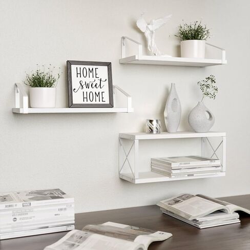 RICHER HOUSE Floating Bathroom Shelves, Bathroom Shelves Over Toilet, White Shelves for Bathroom Wall Decor, Wall Mounted Hanging Shelves for Bedroom, Kitchen Wall Storage and Organizers - White in Saudi Arabia
