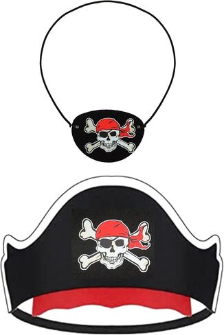 مجموعة رقعة عين وقبعة قرصان لزي الهالوين والحفلات التنكرية in Kuwait