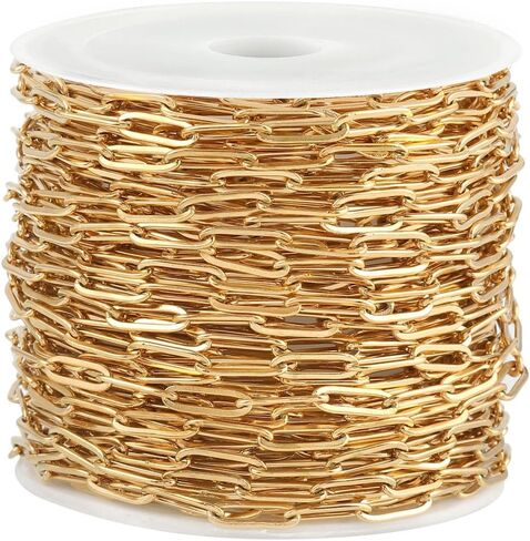 UMAOKANG 10 Meters Paperclip Chain for Jewelry Making Gold Plated Stainless Steel Chain Necklace Bracelet DIY Chain Bulk Jewelry Chain Roll in Saudi Arabia