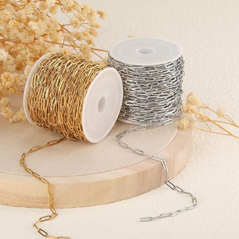UMAOKANG 10 Meters Paperclip Chain for Jewelry Making Gold Plated Stainless Steel Chain Necklace Bracelet DIY Chain Bulk Jewelry Chain Roll in Saudi Arabia
