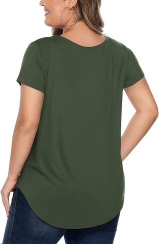 Amoretu Womens' Plus Size Tops with Short Sleeve Criss Cross Neck in Saudi Arabia