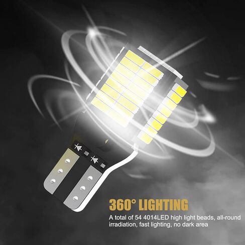 2 PCS Car T15 921 LED Reversing Light, 4014-54WFPC 360 Degree Uniform Lighting Bulb Replacement, Long Life High-brightness Decoded CANBUS Light Bulb, Universal for Cars and Trucks (White) in Saudi Arabia