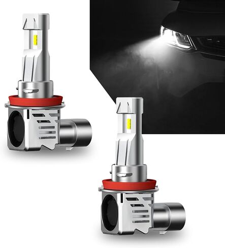 2 PCS Car H11/H8/H9 LED Fog Light Bulb, ZES Lamp Bead 6000K 4800LM Bright Bulb, One-piece Heat Dissipation Hollow Structure with Cooling Fan, Universal Fog Lamps Replacement for Car (White) in Saudi Arabia