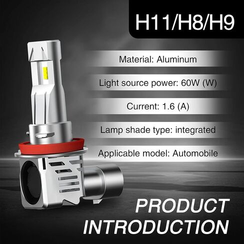 2 PCS Car H11/H8/H9 LED Fog Light Bulb, ZES Lamp Bead 6000K 4800LM Bright Bulb, One-piece Heat Dissipation Hollow Structure with Cooling Fan, Universal Fog Lamps Replacement for Car (White) in Saudi Arabia