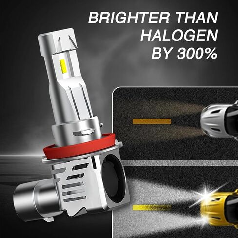 2 PCS Car H11/H8/H9 LED Fog Light Bulb, ZES Lamp Bead 6000K 4800LM Bright Bulb, One-piece Heat Dissipation Hollow Structure with Cooling Fan, Universal Fog Lamps Replacement for Car (White) in Saudi Arabia