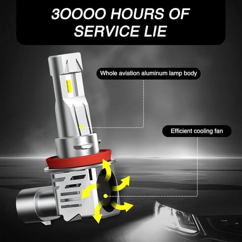 2 PCS Car H11/H8/H9 LED Fog Light Bulb, ZES Lamp Bead 6000K 4800LM Bright Bulb, One-piece Heat Dissipation Hollow Structure with Cooling Fan, Universal Fog Lamps Replacement for Car (White) in Saudi Arabia