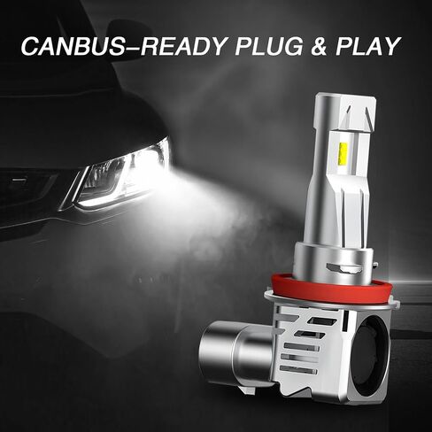2 PCS Car H11/H8/H9 LED Fog Light Bulb, ZES Lamp Bead 6000K 4800LM Bright Bulb, One-piece Heat Dissipation Hollow Structure with Cooling Fan, Universal Fog Lamps Replacement for Car (White) in Saudi Arabia