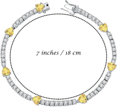 Sterling Silver Tennis Bracelet Birthstone Jewelry for Women Heart Gemstone Charm Link Jewelry Gifts for Her Women, 7 inches in Saudi Arabia