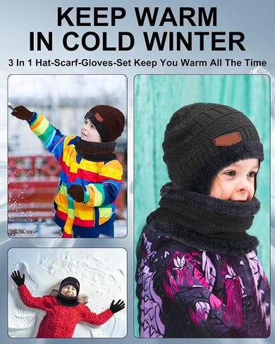 Toulite 45 Pieces Kids Winter Hat Glove Scarf Sets Warm Fleece Lining Beanie Hat Mitten Neck Warmer for Boys Girls Gifts in Saudi Arabia