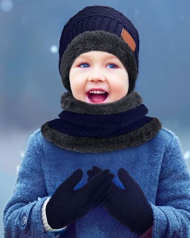 Toulite 45 Pieces Kids Winter Hat Glove Scarf Sets Warm Fleece Lining Beanie Hat Mitten Neck Warmer for Boys Girls Gifts in Saudi Arabia