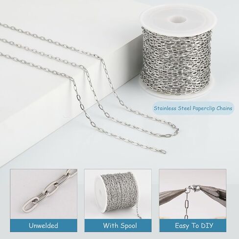 UMAOKANG 10 Meters Paperclip Chain for Jewelry Making Gold Plated Stainless Steel Chain Necklace Bracelet DIY Chain Bulk Jewelry Chain Roll in Saudi Arabia