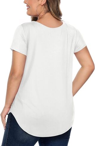 Amoretu Womens' Plus Size Tops with Short Sleeve Criss Cross Neck in Saudi Arabia