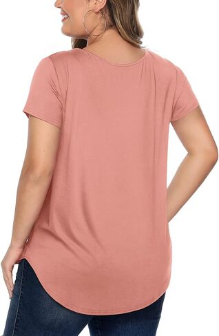 قمصان Amoretu النسائية بمقاس كبير مع أكمام قصيرة ورقبة متقاطعة in Kuwait