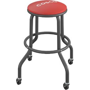 CoscoProducts COSCO All Steel, Vinyl Work Seat with Rolling Casters, 300lb Weight Capacity