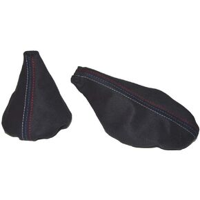compatible with Shift & E Brake Boot for BMW E30 1982-1994 Black Faux Suede M///Stitching