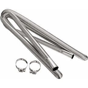 Air Exhaust Pipe Heater Parking Diesel Gas Vent Hose Stainless Steel 2.5cm/1in Inner With Camps (Length:0.6M)