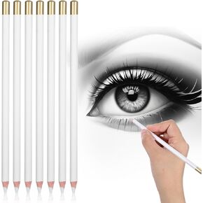 8 Pcs Eraser Pencils Set for Artists, Kneaded Erasers for Artists, Erasers for Drawing Add Highlights and Erase Details for Charcoal Drawings for Students Artists Beginners 6.9 Inch(White)