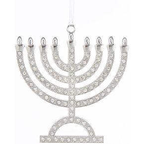 Kurt Adler 3.75-Inch H Metal Menorah with Rhinestones Ornament