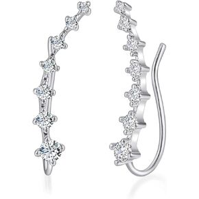 Ear Crawler Earrings for Women Rose Gold/White Gold/Yellow Gold Climber Earrings Cubic Zirconia