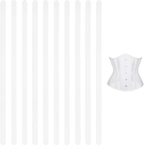 BENECREAT 10Pcs 13.8Inches White Glue Covered Manganese Steel Corset Boning, 1/2" Width Spiral Metal Corset Boning Steel, Spiral Corset Boning Stays Metal Boning for Corsets, Costumes Sewing