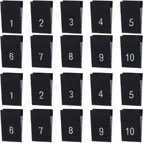 BENECREAT 400PCS 10 Styles Polyester Clothes Size Labels, Black Clothing Garment Accessories Clothing Sewing Tags for Dresses, Jumpsuits, Shirts, Blouses or Napkins, Number Sizes 1-10