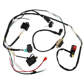 Windance High Performance Start Engine Wiring Harness CDI Relay Rectifier Ignition Coil Starting Key Switch for 50cc 70cc 110cc 125cc 4 Stroke ATV Pit Quad Dirt Bike Go Kart Scooter