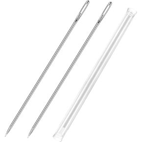 2 Pieces 4 Inch Upholstery Needles Extra Long Sewing Needles Large Eye Stainless Steel Upholstery Needles for Home Craft Sewing Projects (4 Inch)