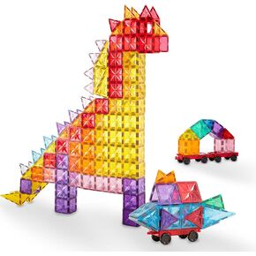 121 Pcs Magnetic Tiles Creative Toys, 3D Building Magnet Blocks Set, STEM Educational Kids Gifts for Boys Girls Over 3 Years Old, Montessori Preschool Learning