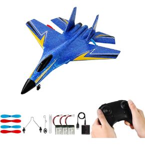 RC Airplane,Remote Control Airplanes for Kids 12 Years and up, 2 Channels Foam RC Plane Wireless Toy with 3 Batteries Easy to Fly for Adults Kids Beginners Boys(Blue)